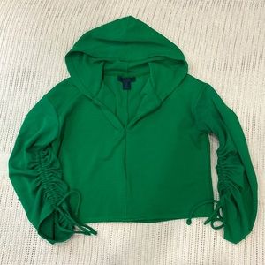 Maison Cinqcent 500 Kelly Green Crop Hoodie Zipped At Front Women's Size Large !